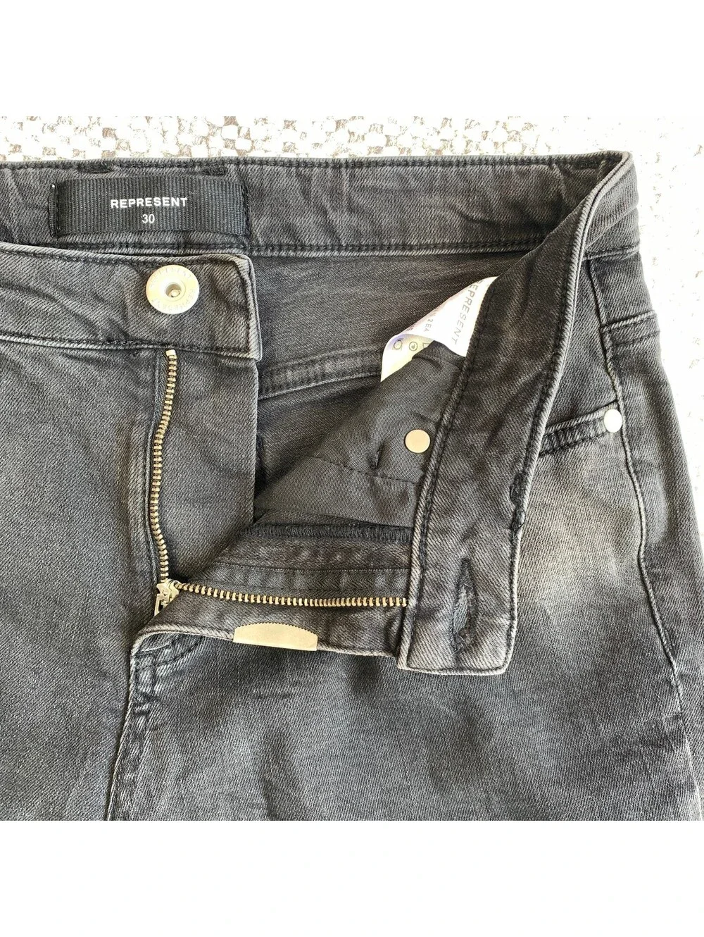 Represent Men's Essential Rust Slim Jeans Size 30 Black